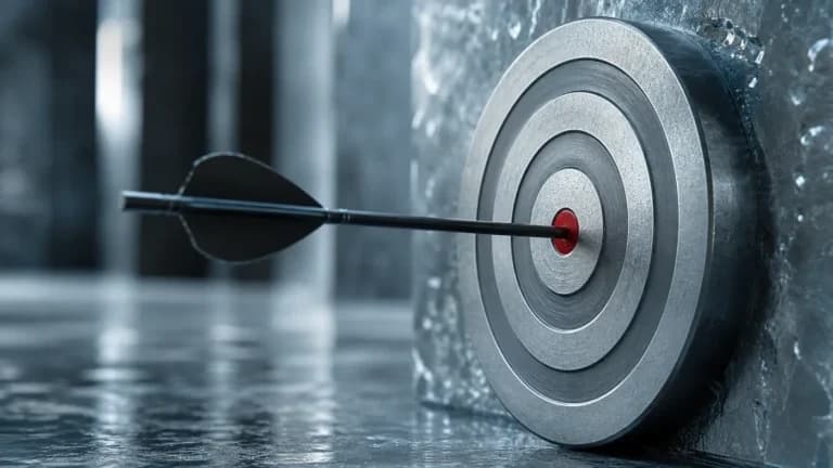 "Target metallico con freccia al centro e bullseye rosso: il targeting chirurgico delle ads"