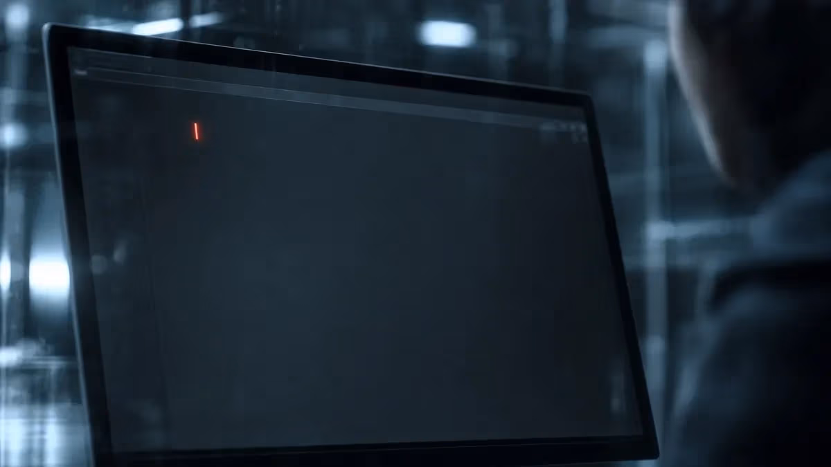 "Editor scuro con cursore rosso a inizio riga: il primo paragrafo di un testo che vende"