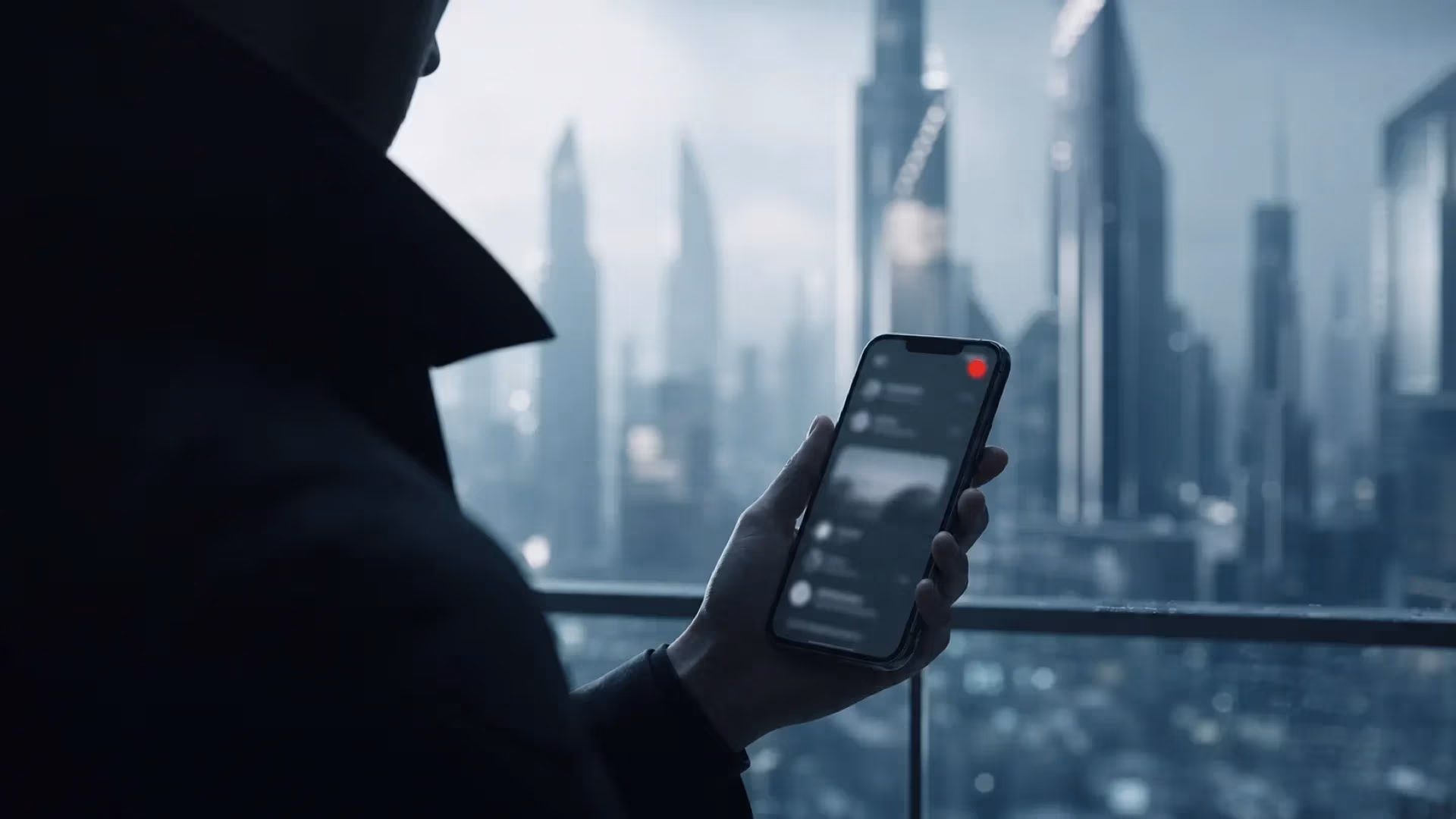"Professionista di profilo con smartphone e un’unica notifica rossa: il segnale che conta sui social"