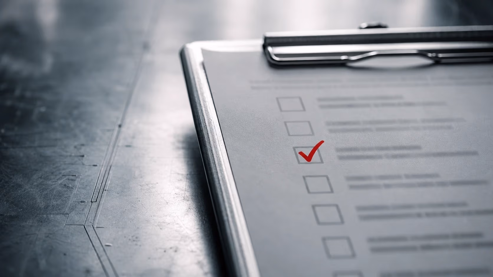 "Clipboard metallica con checklist e una spunta rossa: il controllo che sposta una pagina"