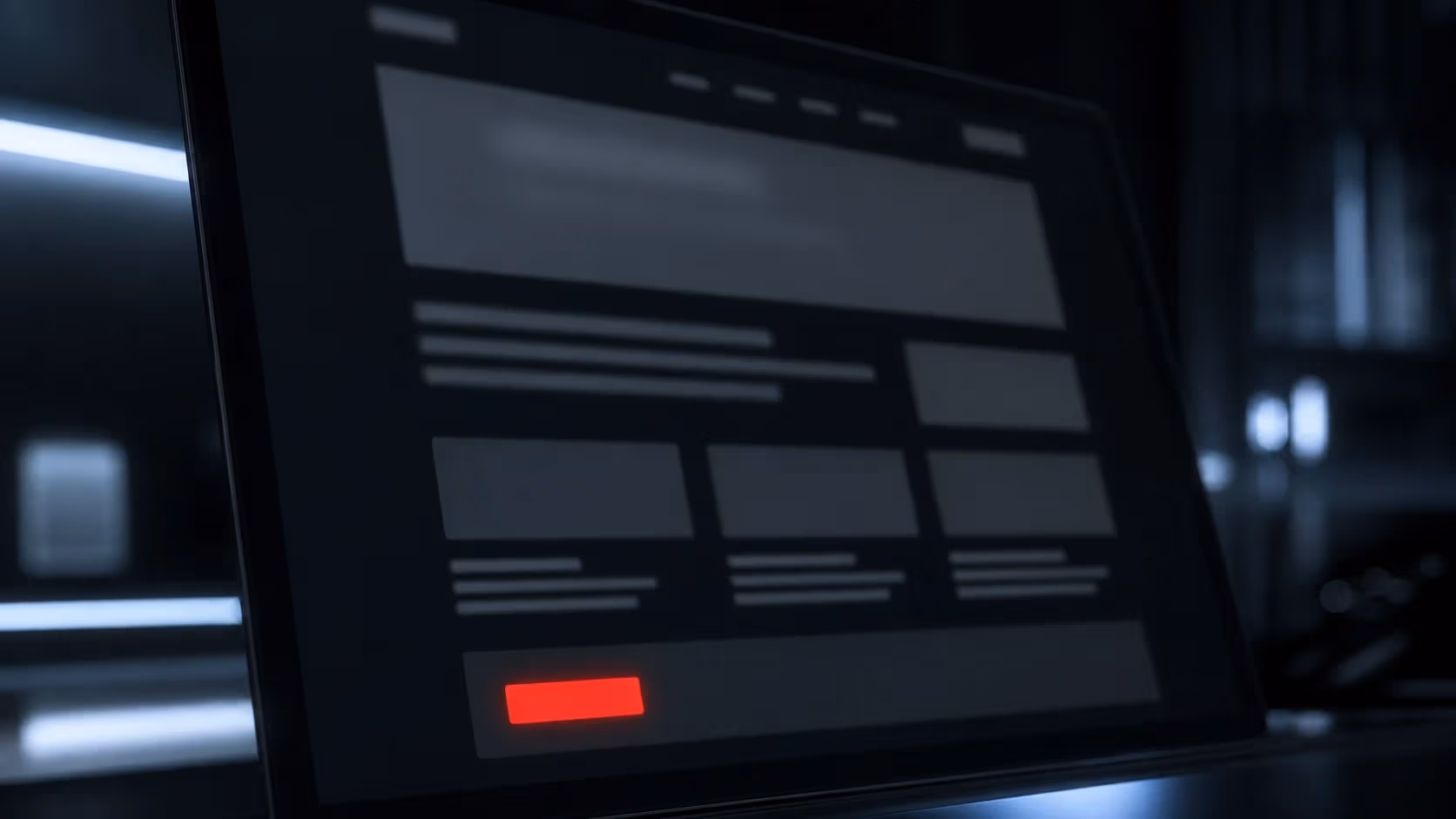 "Mockup di landing in prospettiva con un solo bottone CTA rosso: la conversione"