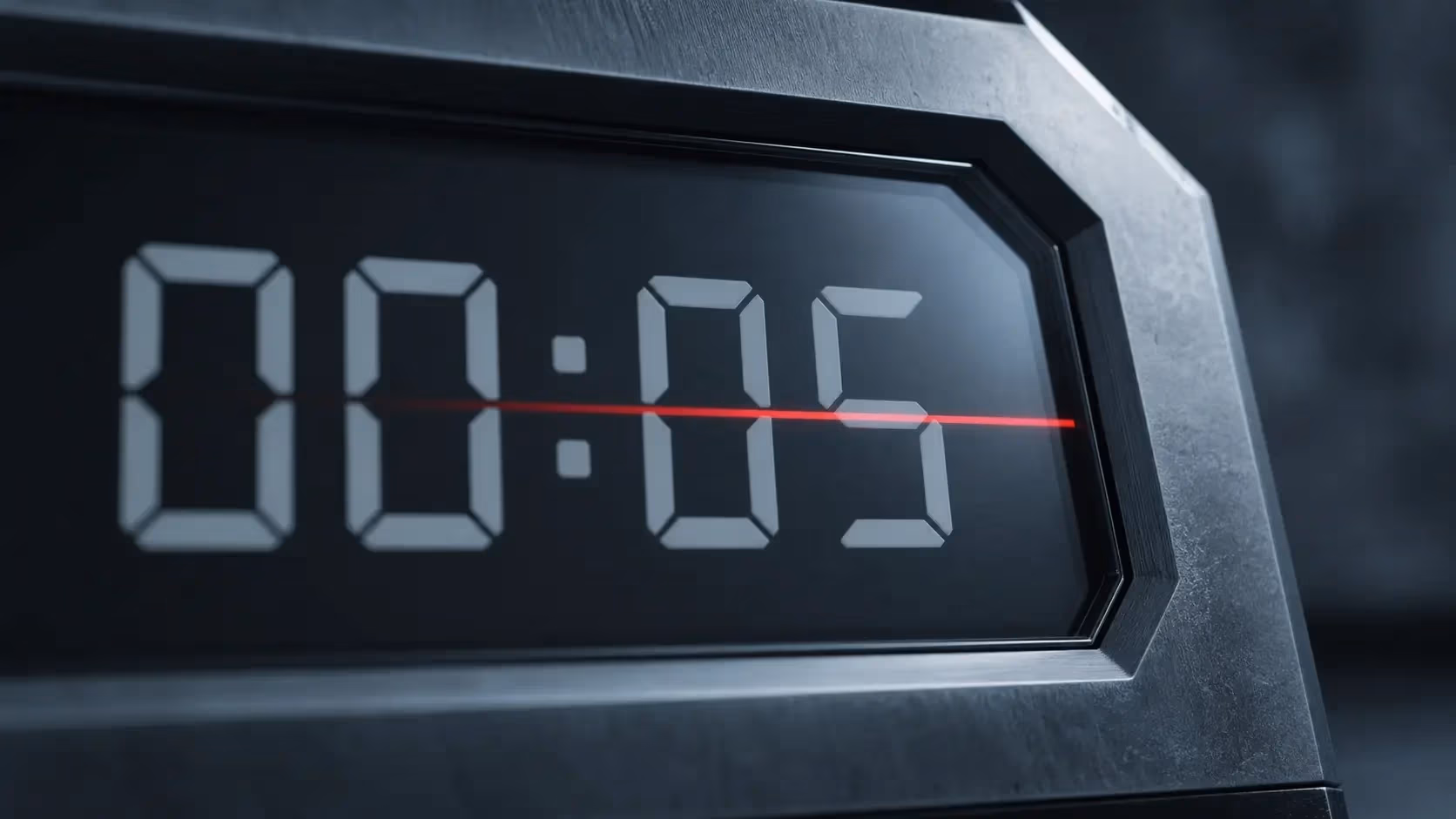 "Cronometro che segna 00:05 con linea rossa orizzontale: i 5 secondi che decidono il video"